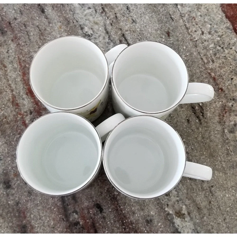 Set Of 4 Pottery Barn Reindeer Mugs Dasher, Dancer, Prancer, Vixen